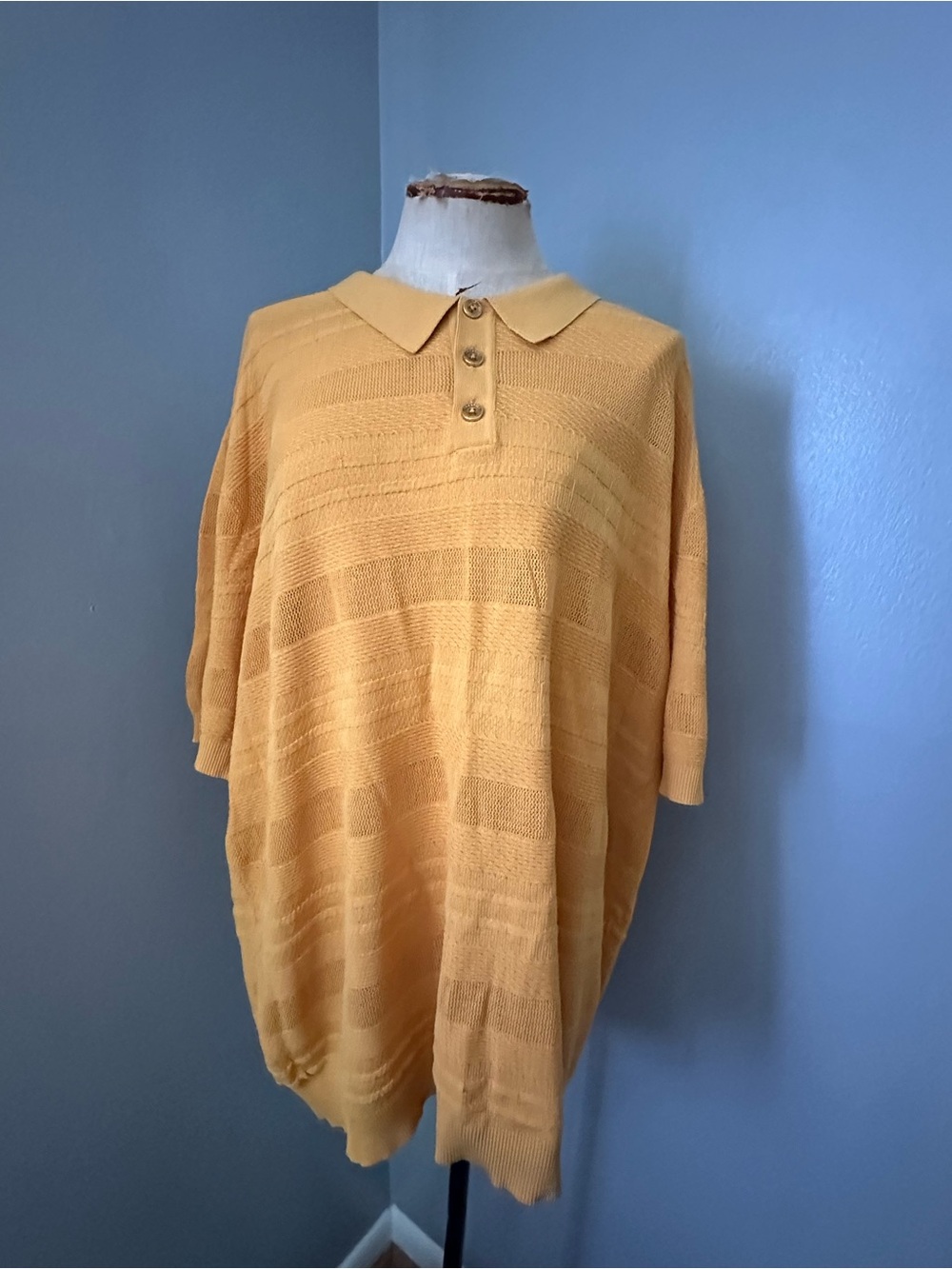 Men's Mustard Yellow Knit Polo Dress Shirt